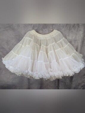 Vintage Sam's White Square Dance Petticoat Crinoline Layered Full Ruffle Slip M